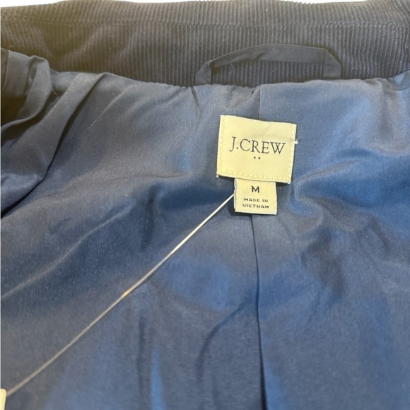 J. Crew** Navy Quilted Barn Jacket Corduroy Collar Pockets Snaps Size Medium NEW - Picture 10 of 16